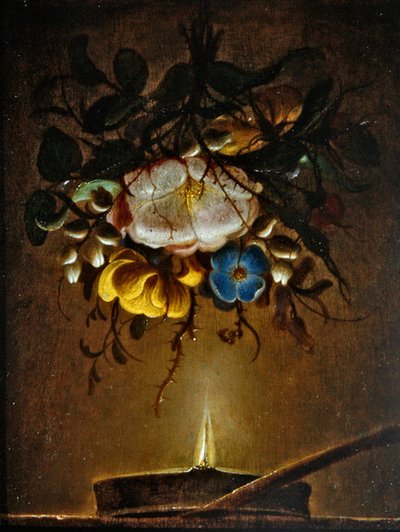 Nature morte avec un bouquet de fleurs près d