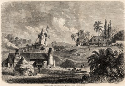 Une usine de sucre en Guadeloupe, dessin d
