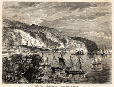 Vue de Saint Pierre, en Martinique, dessin d