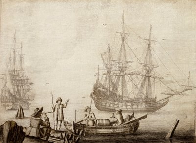 Hommes dans un bateau près de deux navires néerlandais - Experiens Sillemans