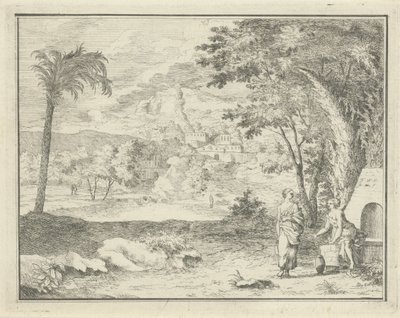 Paysage italianisant avec deux femmes - F.W. Musculus