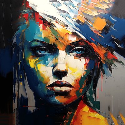 Filles abstraites aux yeux bleus - F. Abderrahim