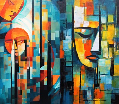 Peinture figurative abstraite colorée, art numérique imprimable - F. Abderrahim