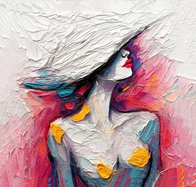 Portrait de dame à la mode en peinture à l