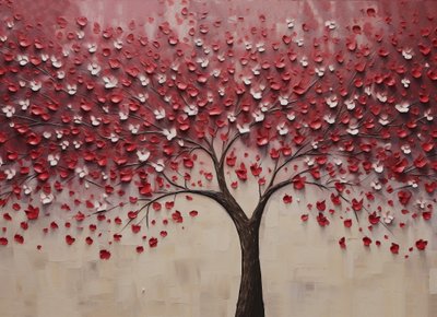 Peinture abstraite, arbre en fleurs - F. Abderrahim