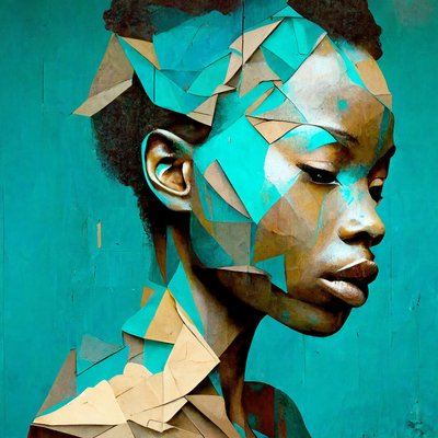 Portrait de fille africaine, effet triangles - F. Abderrahim
