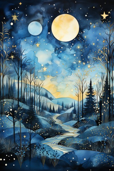 Murmures célestes: abstrait du ciel nocturne bleu - F. Abderrahim