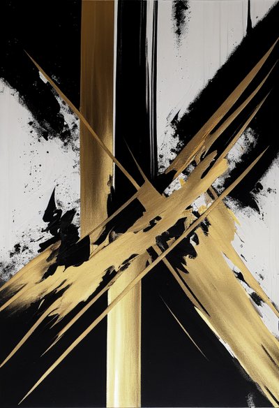 Peinture contemporaine or noir - F. Abderrahim