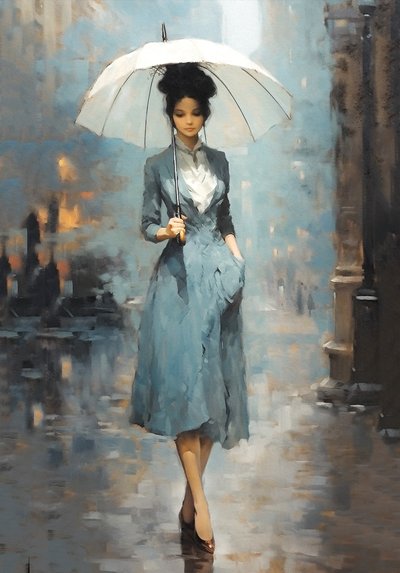 Élégante dame française marchant dans les rues de Paris - F. Abderrahim