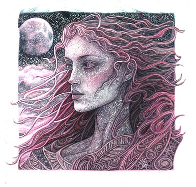 Portrait graphique de femme en ligne fine, impressions d