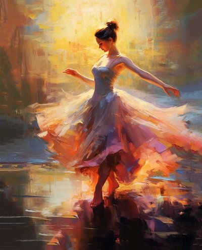 Fille dansant, peinture impressionniste, style Claude Monet, impressions sur toile - F. Abderrahim