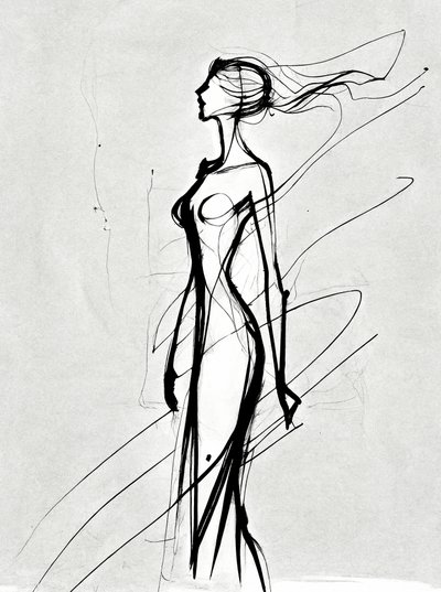 Silhouette de filles dessinée en ligne, minimaliste - F. Abderrahim