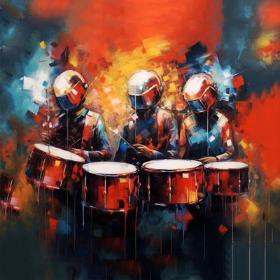 Groupe de musiciens jouant des tambours, musique rock - F. Abderrahim
