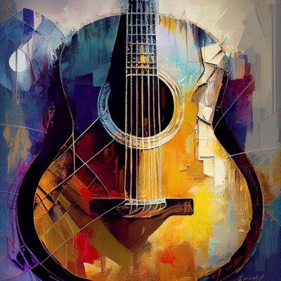 Peinture abstraite de guitare - F. Abderrahim