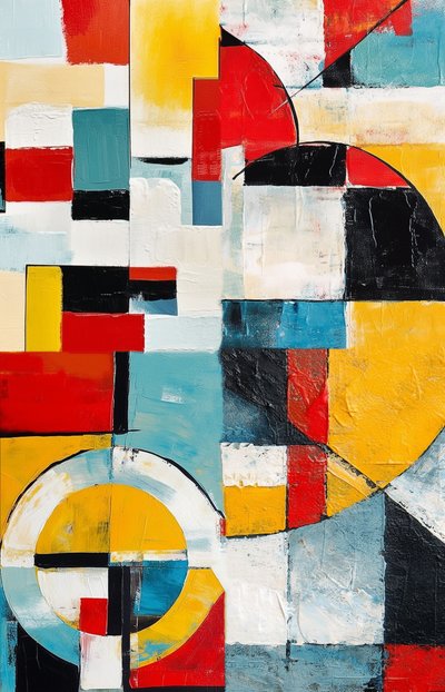 Bonheur de la géométrie jaune, peinture à l