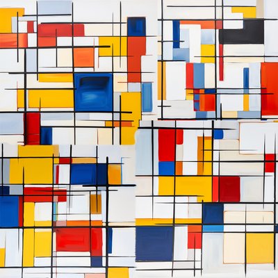 Composition avec rouge, bleu et jaune de Mondrian - F. Abderrahim