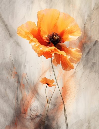 Coquelicots, peinture acrylique sur toile - F. Abderrahim