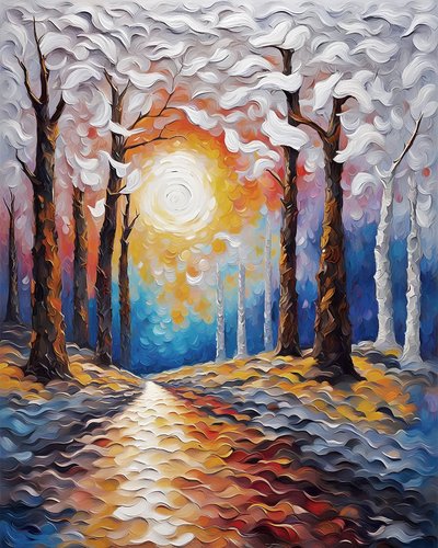 Coucher de soleil à travers une forêt - F. Abderrahim