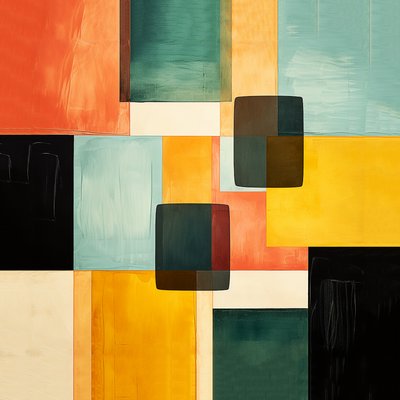 Composition carrée abstraite motif de peinture - F. Abderrahim