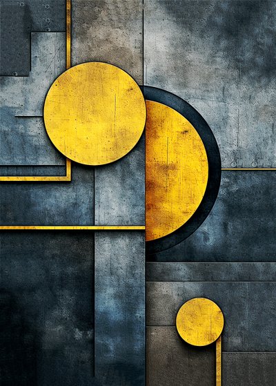 Cacophonie de Formes Géométriques Abstraites, Impression Murale - F. Abderrahim