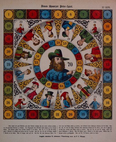 Jeu de Schwarzer Peter, ou Black Peter, feuille publiée par Ackermann, Wissembourg - F. C. Wentzel