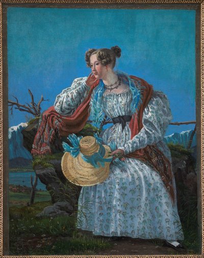 Jeune femme assise dans un paysage norvégien - F. Sødring