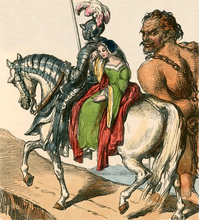 Sir Bevis et Josyan menant Ascapart - F. Tayler
