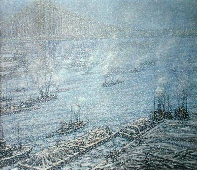 East River, New York, Hiver - F. Usher de Voll