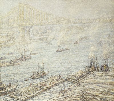East River, New York, hiver, c.1915 - F. Usher de Voll