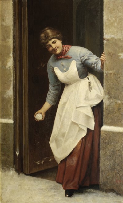 Femme avec une boule de neige - F. W.