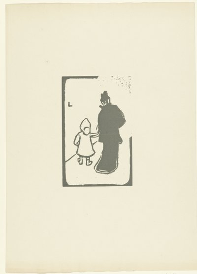 Femme marchant avec un enfant par la main (L