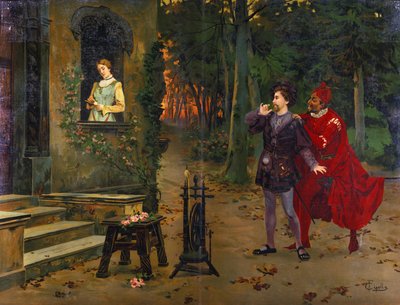 La rencontre avec Marguerite. Méphisto (Méphistophélès). Illustration de 