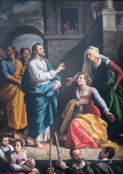 Christ accueilli dans la maison de Marthe et Marie - Fabrizio Santafede