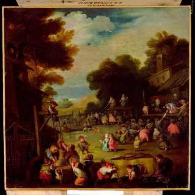 Pygmées à une foire, puisant de l