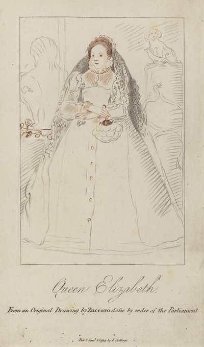 Reine Élisabeth I (gravure en couleur) - Federico (after) Zuccari or Zuccaro