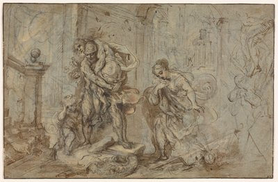 Énée sauvant Anchise lors de la chute de Troie - Federico Barocci