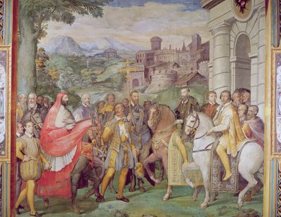 Charles V (1500-58) avec Alessandro Farnese (1546-92) à Worms, de la 