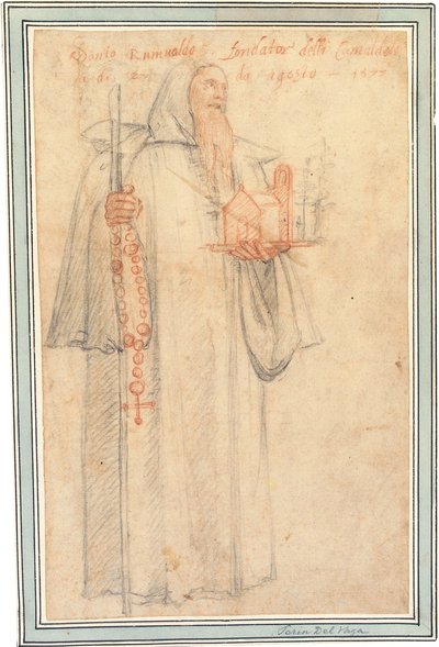 Fra Stefano, procureur des Camaldules à Vallombrosa, en tant que Saint Romuald, tenant un modèle d