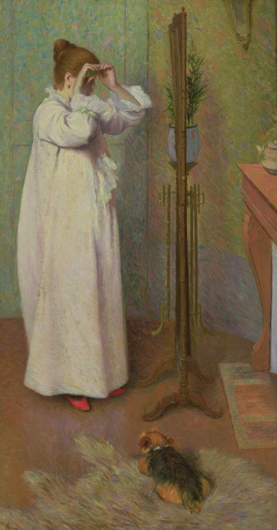 Jeune fille arrangeant une mèche de cheveux - Federigo Zandomeneghi