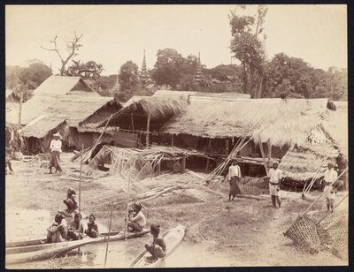 [Village indigène le long de la rivière Irrawaddy] - Felice Beato