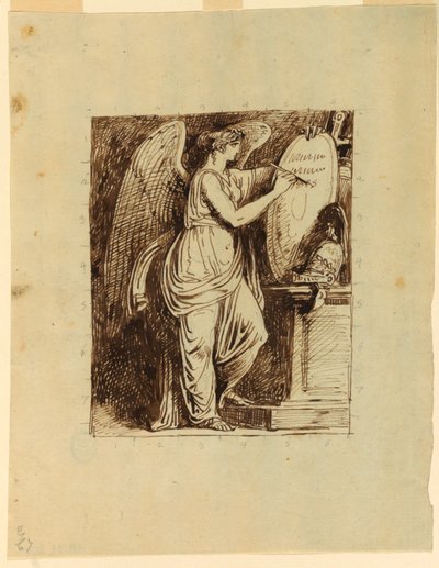 Une Victoire ailée inscrivant la date 1805 sur un bouclier - Felice Giani