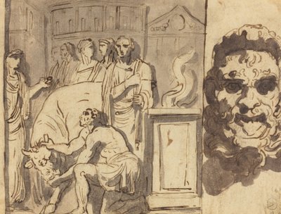 Ancien sacrifice et tête de satyre - Felice Giani