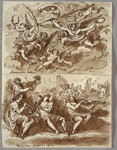 Anges portant des symboles du martyre, étude d