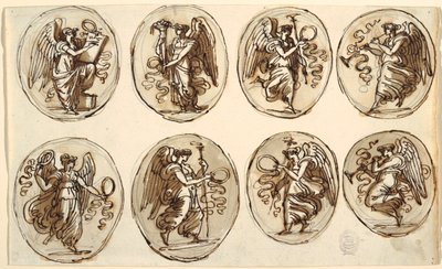 Conception de plafond, Histoire, Abondance en six ovales, Sala di Ercole ed Ebe, Palazzo Gessi, Faenza - Felice Giani