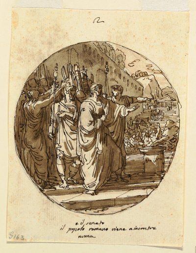 Projet de plafond pour Numa Pompilius accueilli à Rome après son élection, Sala di Numa Pompilio, Palazzo Milzetti, Faenza - Felice Giani