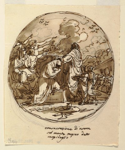 Design de plafond pour la consécration de Numa, Sala di Numa Pompilius, Palazzo Milzetti, Faenza - Felice Giani