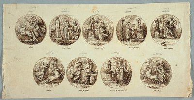 Projet de Décoration : Six Tondi avec Dieux Sacrificiels et Deux Victoires - Felice Giani