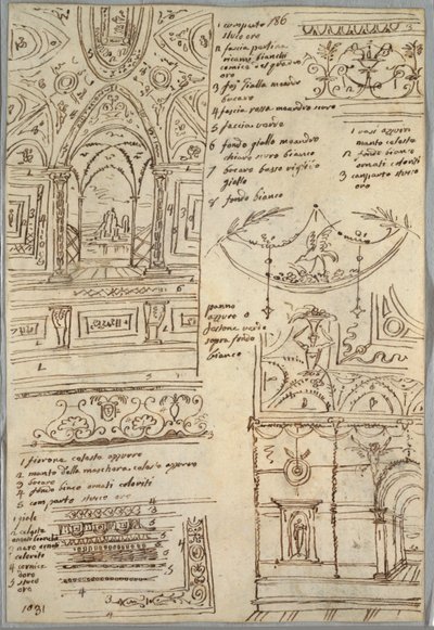 Études décoratives; Verso : Études anatomiques - Felice Giani