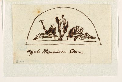 Conception pour une lunette avec Apollon, Mnémosyne et Jupiter - Felice Giani
