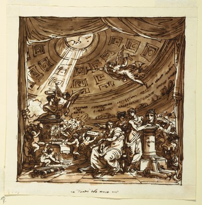 Design pour rideau de scène : Temple de la renommée - Felice Giani